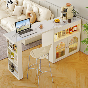 Bar Table Household Solid Wood Modern Simple Partition Bar Table Integrated Living Room Sideboard Island Table Cream Style Cabinet