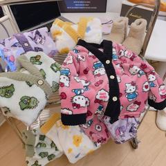 儿童秋冬款保暖套装男宝宝卡通加厚法兰绒睡衣女童加绒休闲家居服
