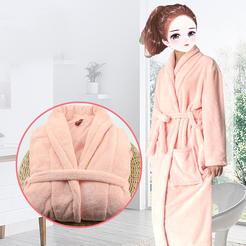 Coral velvet bathrobe soft and thickened home bathrobe foreign trade hotel autumn and winter flannel adult bath robe wholesale