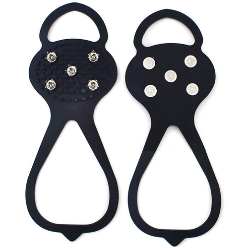 Outdoor anti-slip 5-tooth crampons for snowy areas, universal for men, women and the elderly, lightweight silicone snow gripping spikes for protection on ice