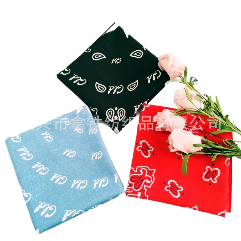 户外运动头巾纯棉双面印花手帕bandana涤纶腰果花头巾嘻哈方巾|undefined