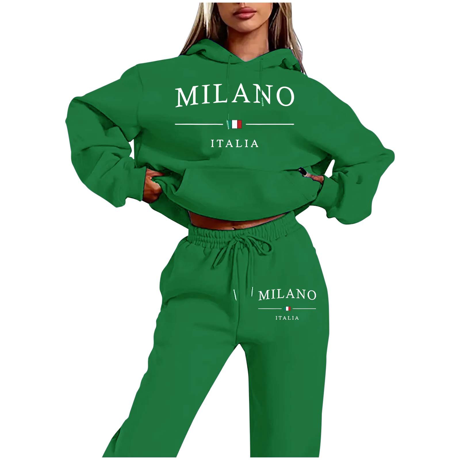 MILANO 欧美潮流大码加绒卫衣套装新款时尚印花字母女装卫衣套装