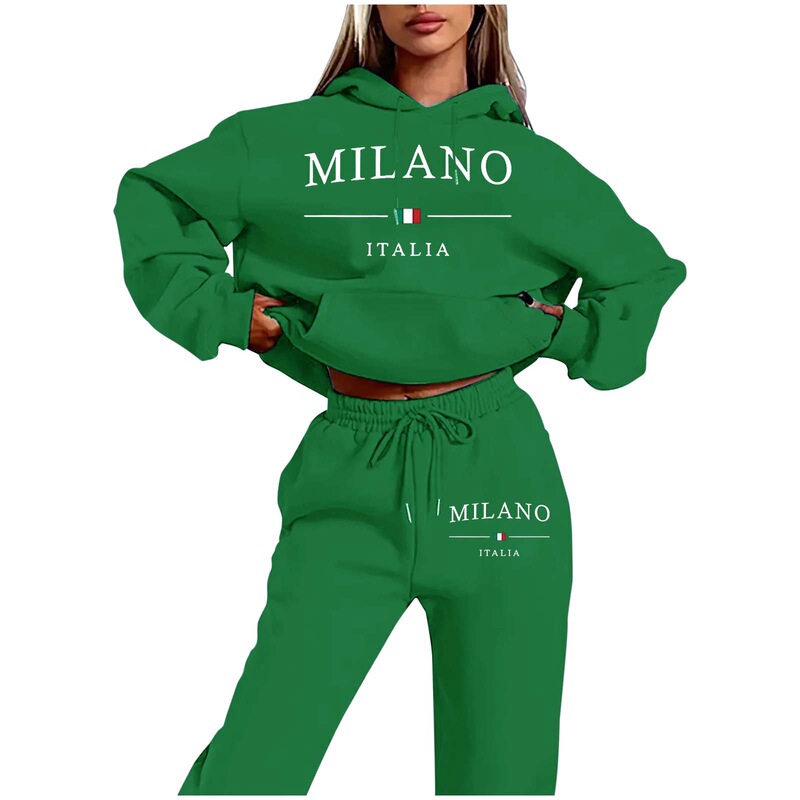 Milano European and American Trendyy Large Size Velvet Sweatshirt Suit New Fashion Printed Letter Women's Sweatshirt