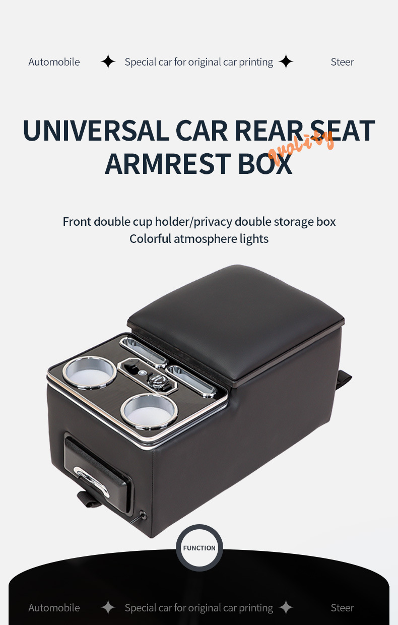 Car Rear Storage Box, Universal Truck Armrest Box, Storage Box, Cup Holder, Armrest Cushion, Interior Modification