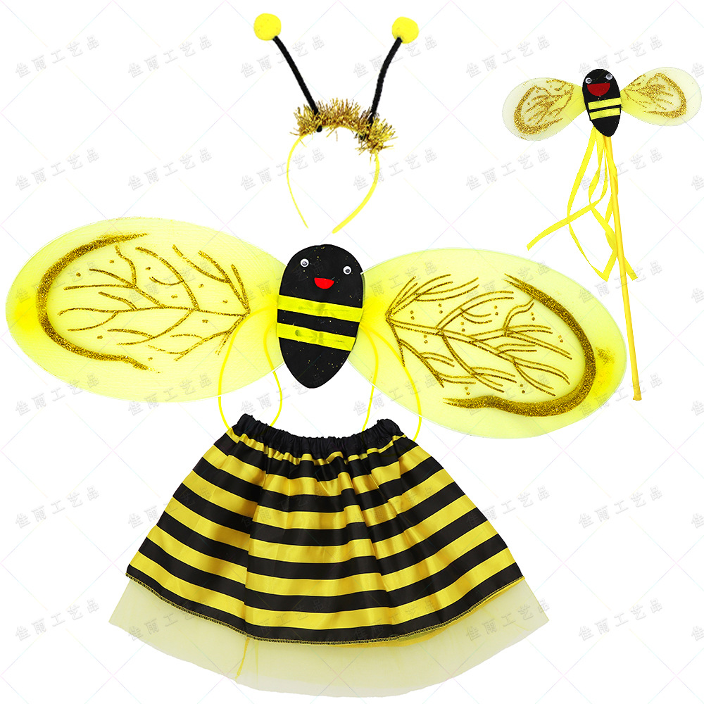 Jiayu Liuyi Children's Little Bee Wings Accesorios Little Ladybug Juego de cuatro piezas Cute Princess Falda Ropa al por mayor