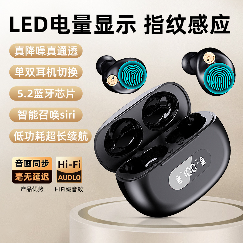 Cross border new pattern In ear motion touch digital display wireless Bluetooth headset YYK590 stereo ENC Noise Reduction