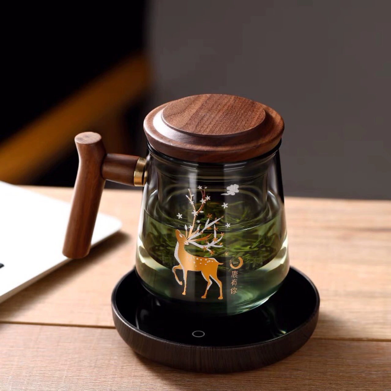 Стекло с высоким borosilicate термическая стойкость, прозрачное чёрное стекло, ореховое стекло, офисная кружка фильтр крепления для чая, разделение воды, сигаретно-серый