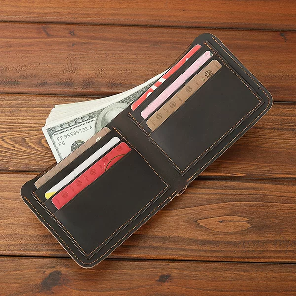Men's Wallet, Vintage Genuine Leather, Top Layer Cowhide, Simple Horizontal Style, Factory Wholesale·Horizontal Style