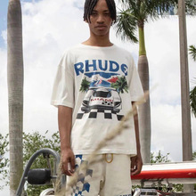 RHUDE短袖方程式赛车迈阿密站限定主题印花美式高街宽松半袖T恤男