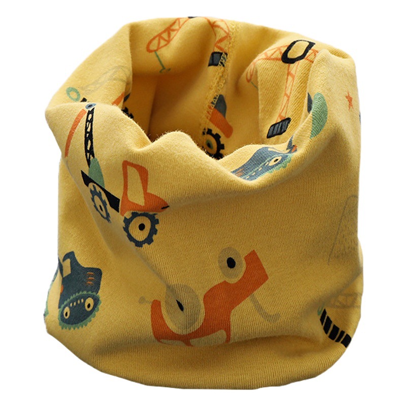 2026 Spring, Autumn, and Winter New Pure Cotton Edged Seamless Neck Warmer Cartoon Pullover Children's Neck Cover Windproof Scarf Trend