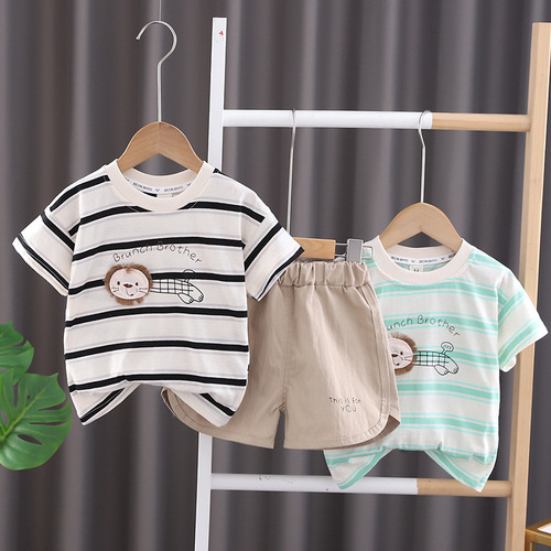 男童夏装套装2024新宝宝短袖休闲儿童小童两件套男孩童装幼儿夏季