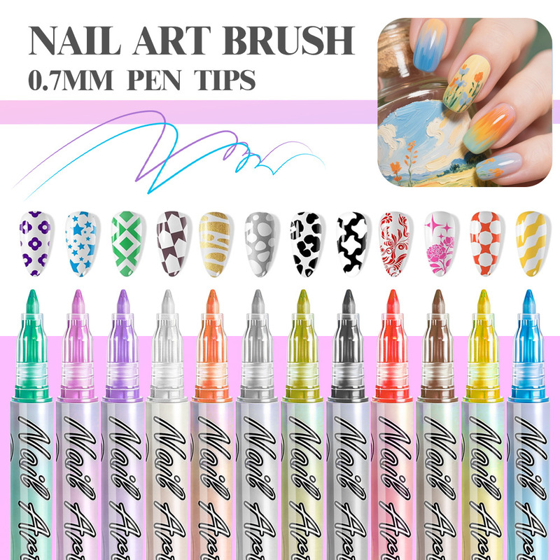 Cross-Border Hot-Selling Nail Art Graffiti Pen, Nail Painting Pen, DIY Quick-Drying Marker Pen, Colorful Flower Hook Line Nail Art Pen Cross-Border Hot-Selling Nail Art Graffiti Pen, Nail Painting Pen, DIY Quick-Drying Marker Pen, Colorful Flower Hook Line Nail Art Pen
