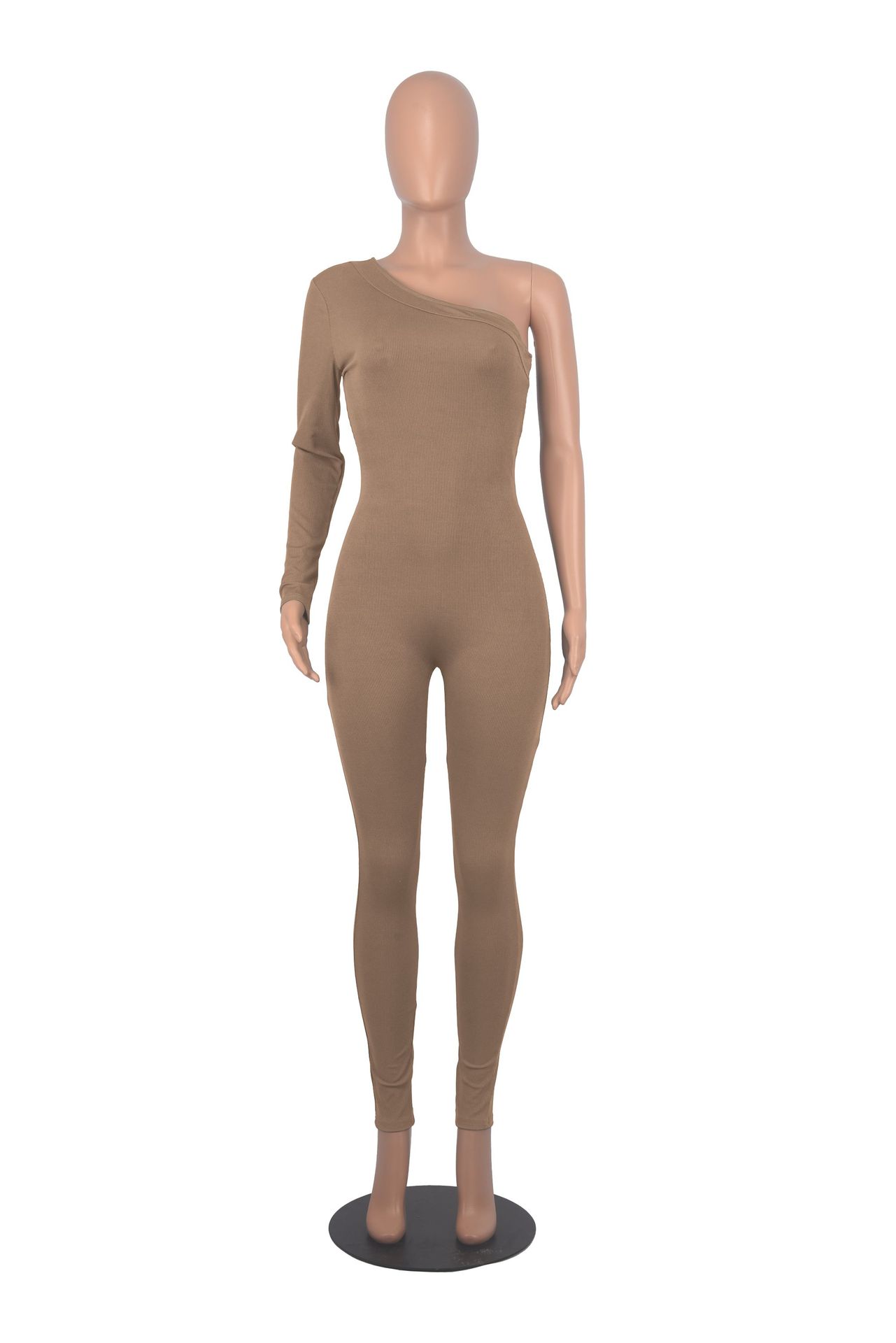 Women's slant shoulder slim-fit comfortable breathable romper_voghion.com