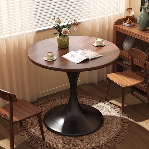 Nordic retro tulip walnut negotiation round round table home small apartment casual coffee balcony table