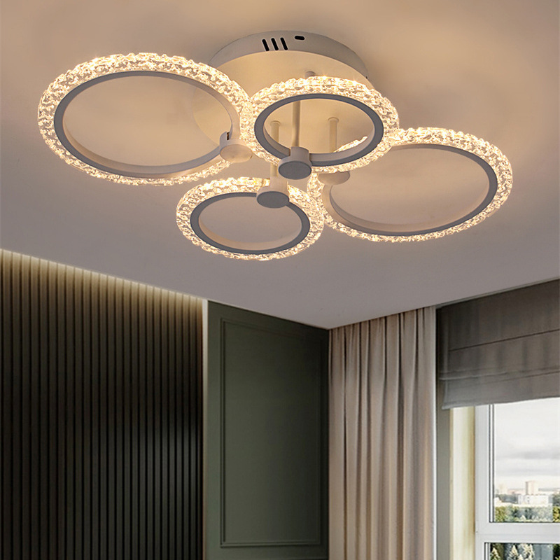 Lámpara de techo LED circular minimalista de acrílico para sala de estar, dormitorio, comedor moderno, lámpara de techo chapada en oro cromado tipo burbuja