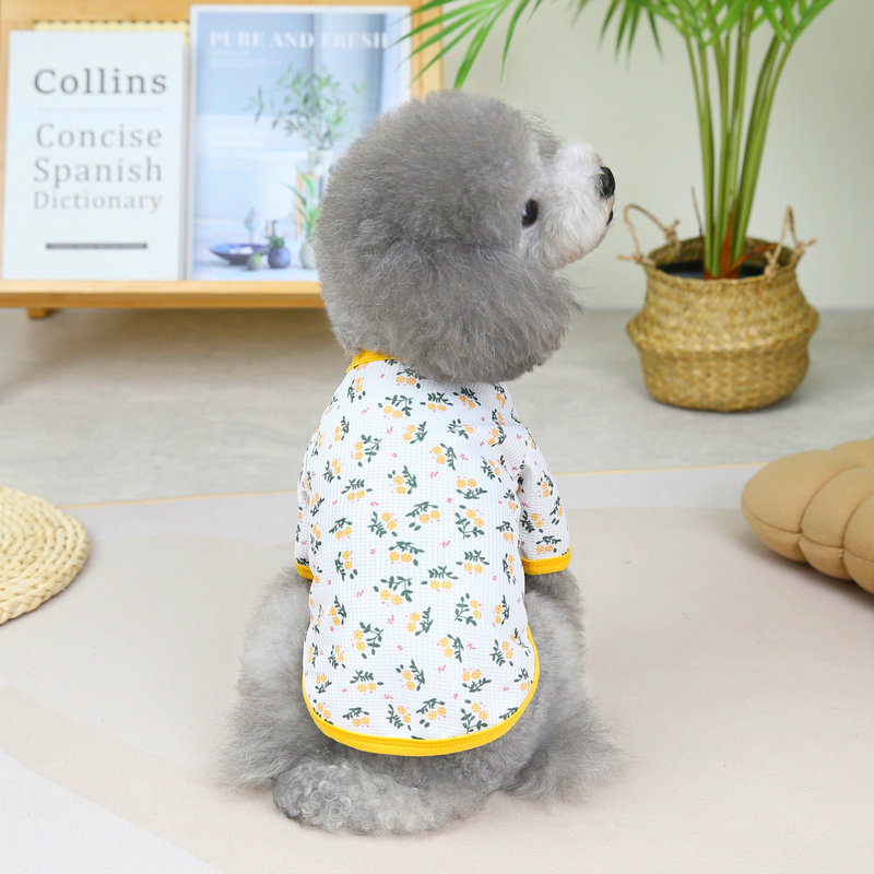 (2개) 2022 새로운 애완 동물 의류 가을, 겨울 작은 꽃 가디건 스웨터 중소형 개 의류 및 의류