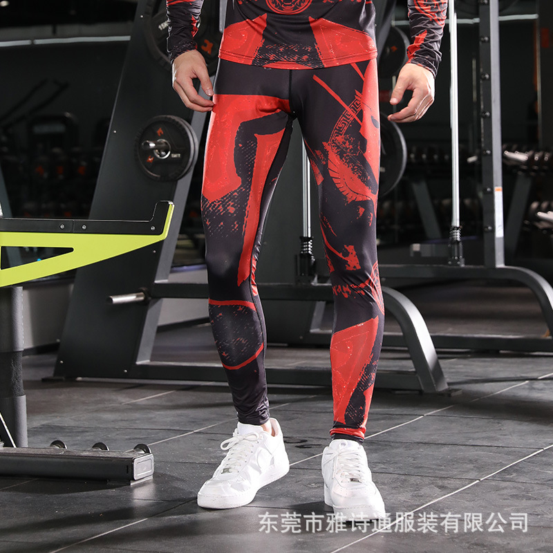In stock tights men's sports basketball football trousers high elastic compression pants running training quick-drying fitness pants manufacturer