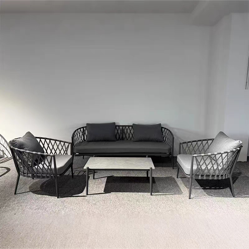 Casual sofá patio villa silla de caña casa hotel jardín terraza combinación interior y exterior silla de caña trenzada