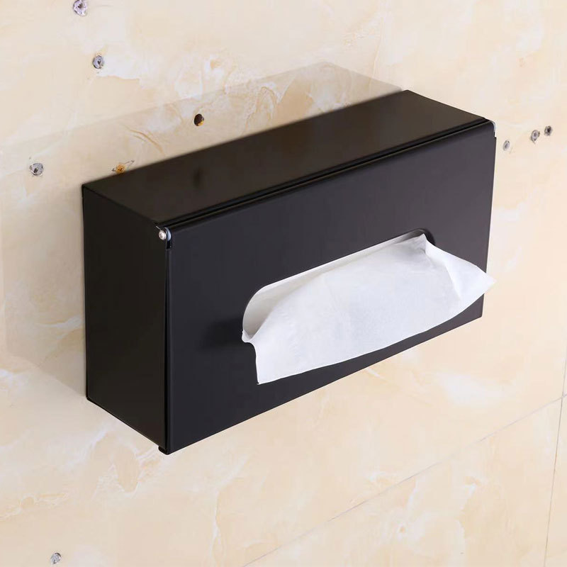 En stock al por mayor Hotel baño suministros caja de pañuelos de acero inoxidable caja de papel higiénico cuadrado mesa de escritorio caja de pañuelos