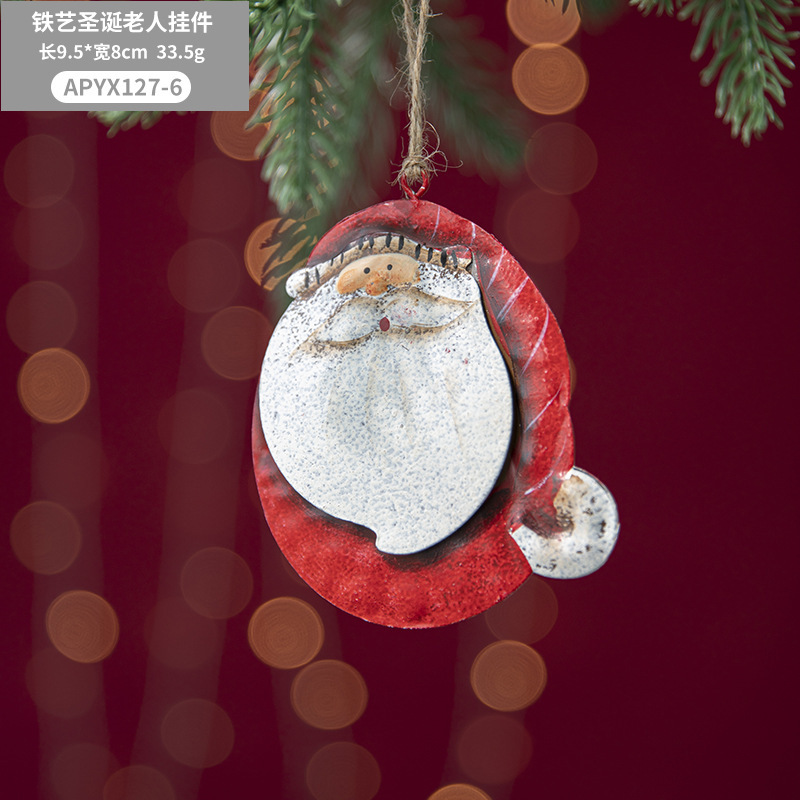 Transfronteriza nueva Navidad pintado vintage árbol de Navidad adornos de hierro Ángel colgante diseño de escena