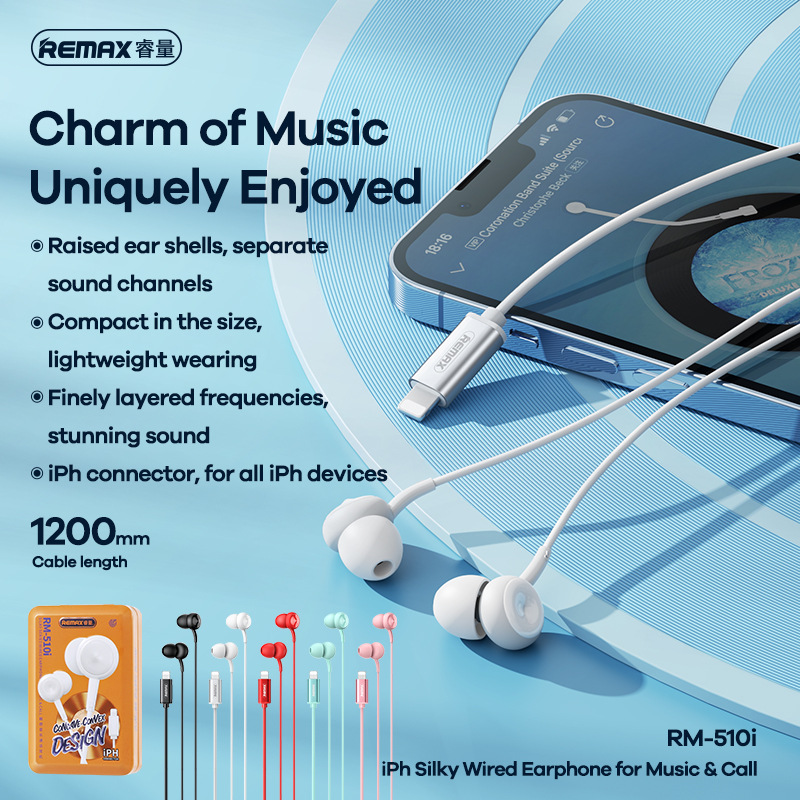 REMAX Sensation Music Calling Earphones with 3.5mm/TYPE-C for In-Ear Use, Compatible with Apple Earphones RM-510