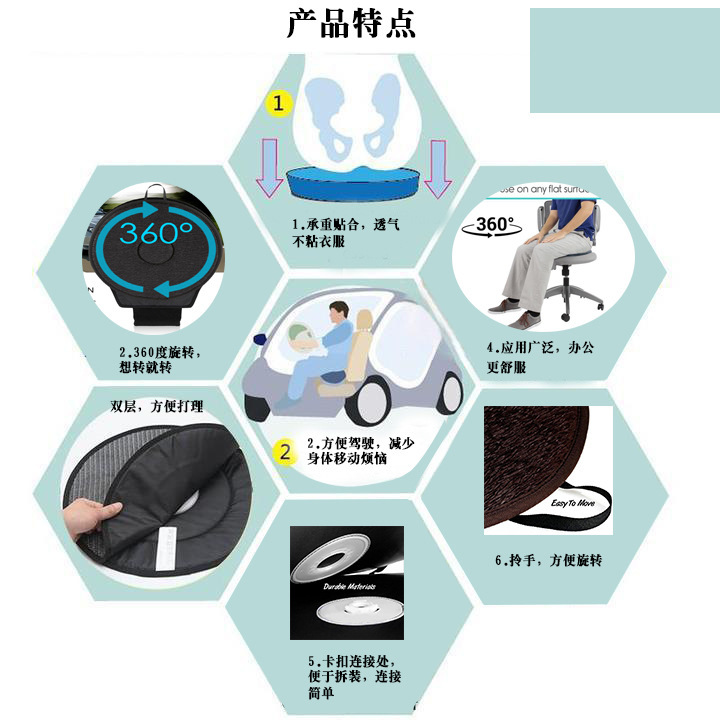 All-Season 360 ° Rotating Car Seat Cushion, Comfortable, Breathable and Soft Cushion, Direct Supply from the Manufacturer, Supports Dropshipping