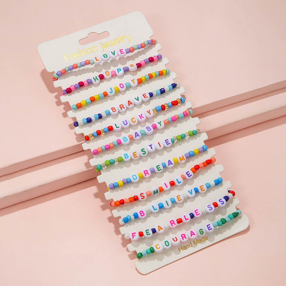 Sweet Letter Arylic Glass Handmade Kidu0027S Bracelets 1 Set