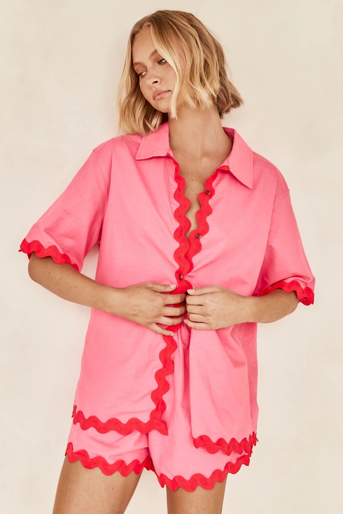 364g Weight Short Sleeve Sleeve Length Spandex, Polyester Fabric Type Shorts Co-ord Set Sets Type 2 Pieces Set Quantity Daily Occasion Turndown Neckline Regular Fit Fit Type Solid Color Pattern Summer, Spring Season Women's Gender Button Design Casual, Simple Style Style Daily Women's Casual Simple Style Solid Color Spandex Polyester Button Shorts Co-ord Set Shorts Sets 18