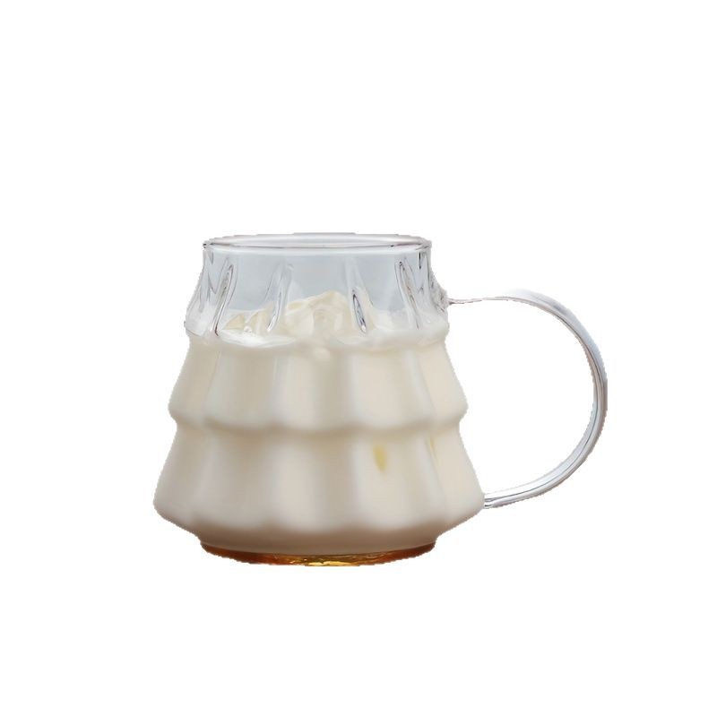 Taza con asa, taza para café helado americano, taza transparente de vidrio de borosilicato para leche, taza para agua