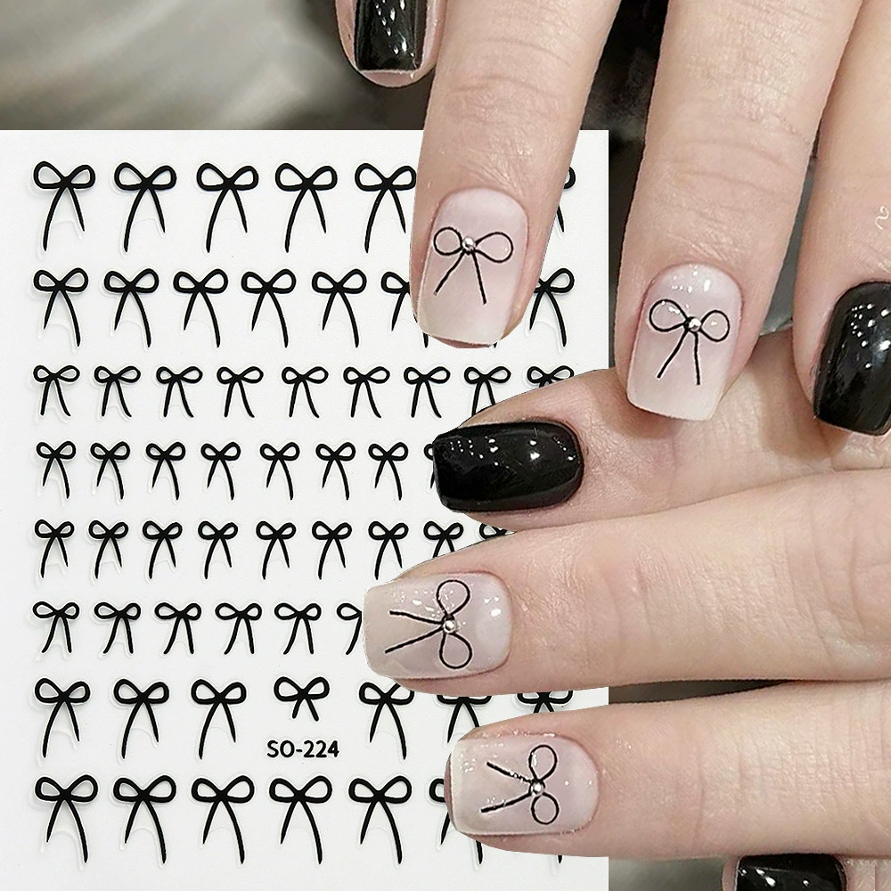 Новый наклейка на маникюрную наклейку простой французский фея бант с красной фасолью наклейка для ногтей