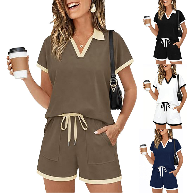 European and American Fashion Shorts Sportswear Suit for Women 2026 Amazon Summer New Style Short-Sleeved Age-Reducing Stylish Two-Piece Set European and American Fashion Shorts Sportswear Suit for Women 2026 Amazon Summer New Style Short-Sleeved Age-Reducing Stylish Two-Piece Set