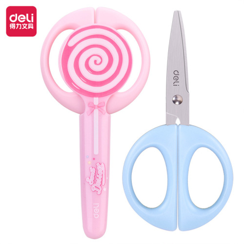 Deli 6071 children's safety handmade special scissors for paper-cutting, portable cartoon cute small scissors