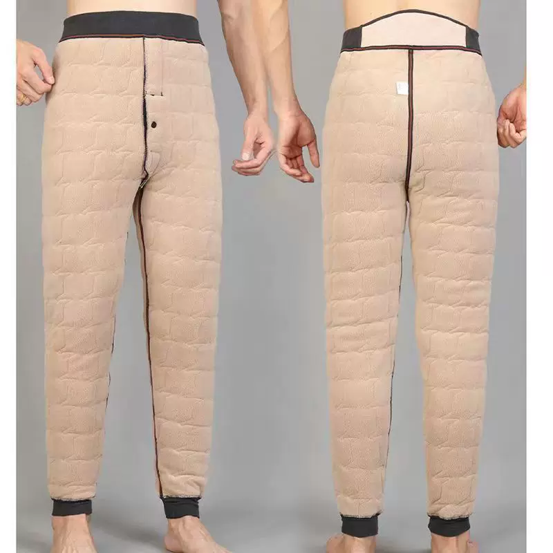 加工冬季德绒高腰男款加绒保暖裤定制加大棉裤蚕丝腈纶棉裤打底裤