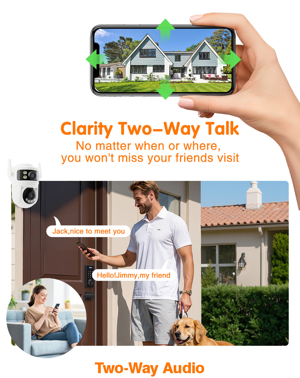 yoosee Wireless WiFi Überwachungskamera für Innen- und Außenbereich, Bestseller, hochauflösend, Nachtsicht, Smartphone-Fernsteuerung, intelligente KI-Überwachung