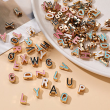 10mm合金彩色滴油26个字母珠 隔珠手工diy手串项链手机链串珠吊坠