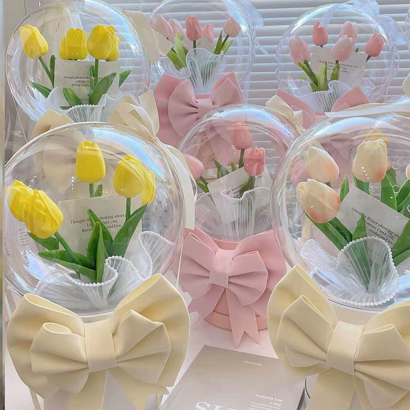 Bobo ball Acrylic birthday gift tulips Hug Gift box diy Artificial Flower Material package Girlfriend