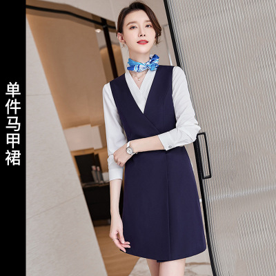职业连衣裙2022春秋ol通勤珠宝店工装酒店前台接待工作服女马甲裙