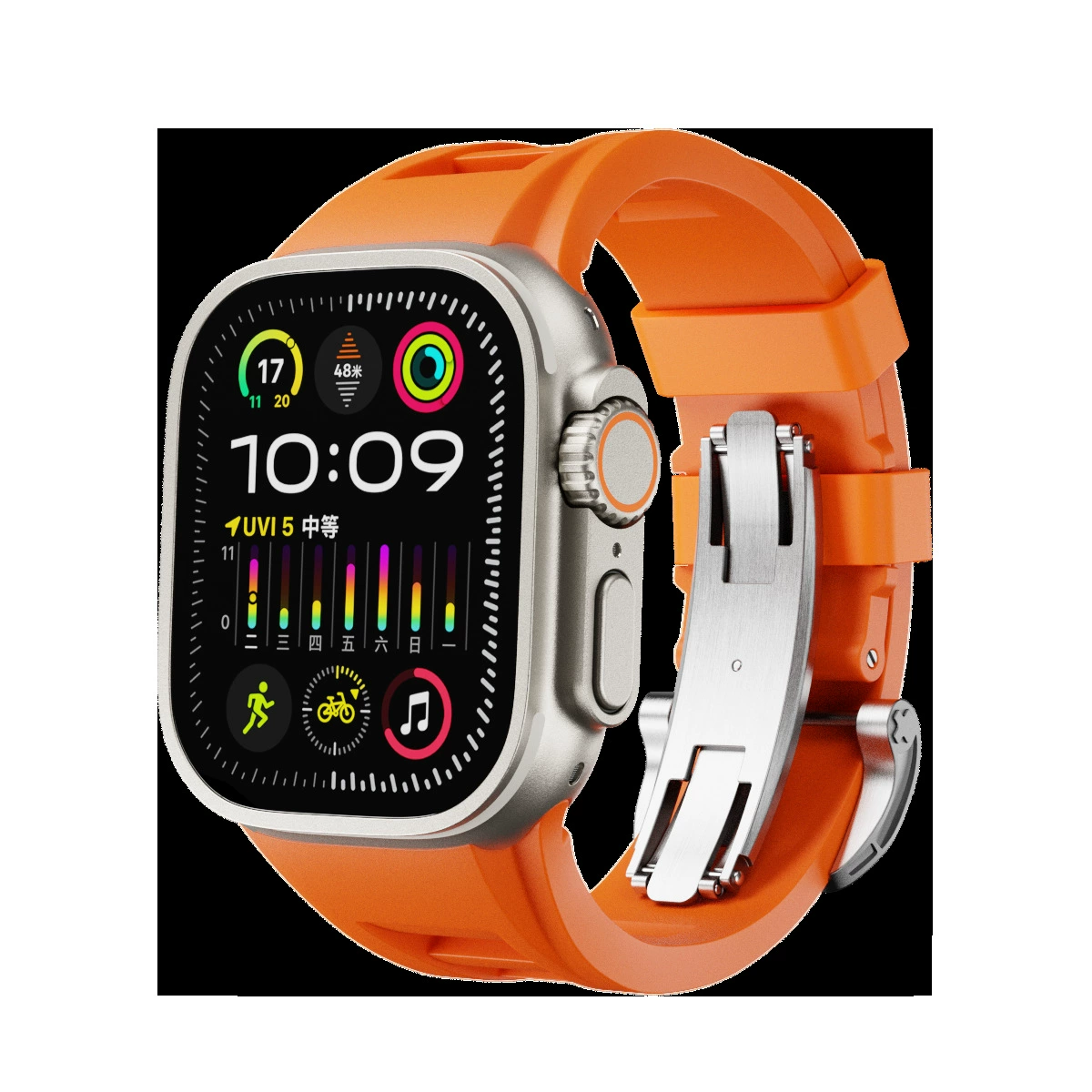 Подходит для Apple Watch: жидкий силиконовый ремешок S9 с пряжкой‑штифтом, складной ультра‑ремешок