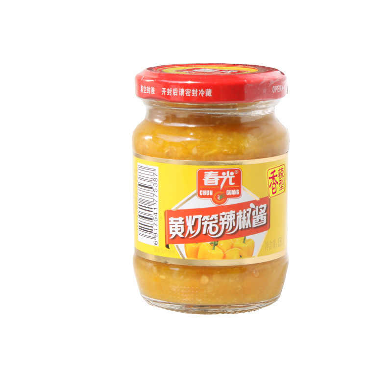 海南特产春光黄灯笼辣椒酱150g香辣味蒜蓉剁椒下饭黄椒酱