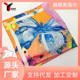 定制RPET可再生缎面小方巾职业百搭气质轻奢装饰带丝巾围巾数码印