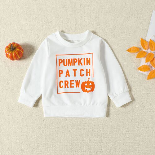 Spring and Autumn Halloween Pumpkin Children's Long-sleeved Sweater Set New European and American men and girls casual letter suit