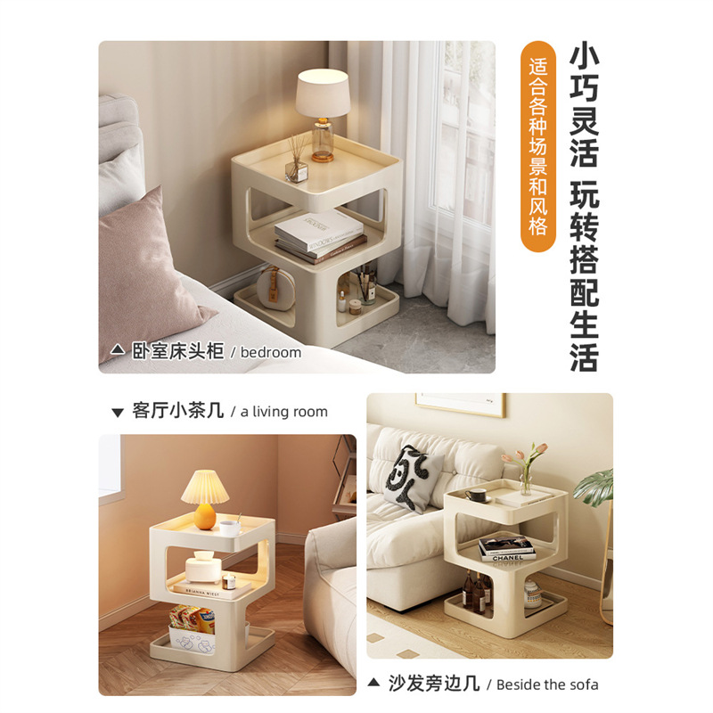 Bedroom Iron Bedside Table Hotel Wabi-Sabi Style Creative Bedside Storage Cabinet, Italian Minimalist Creative Bedside Table