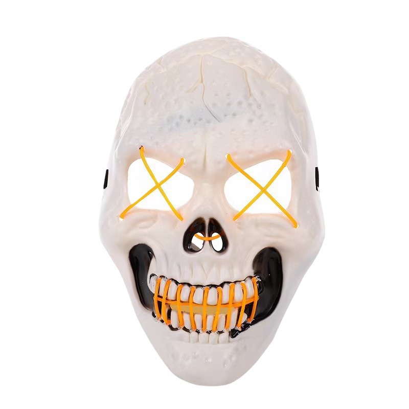Máscara de esqueleto transfronteriza LED máscara de terror luminosa Halloween máscara de maquillaje props máscara de luz