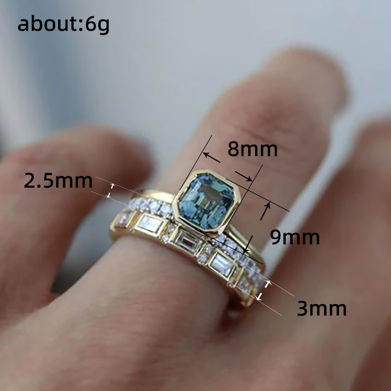 9g Weight Zircon Inlay Material Rings Classification 10, 6, 9 Ring Size 1 Piece Quantity Wholesale Simple Style Shiny Square Copper Inlay Zircon Rings