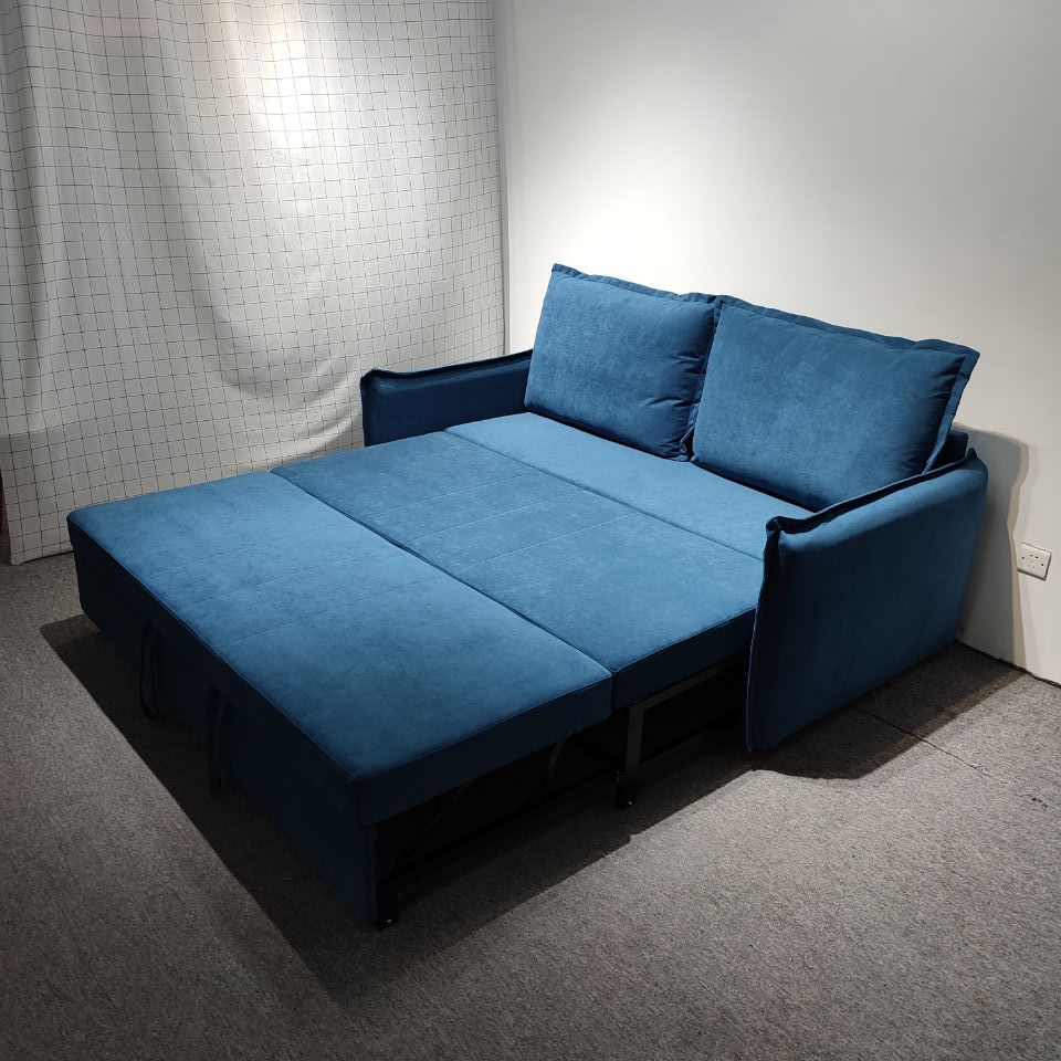 Sofá cama multifuncional de doble propósito, moderno y simple tecnología azul mar profundo, sofá de sala de estar, apartamento