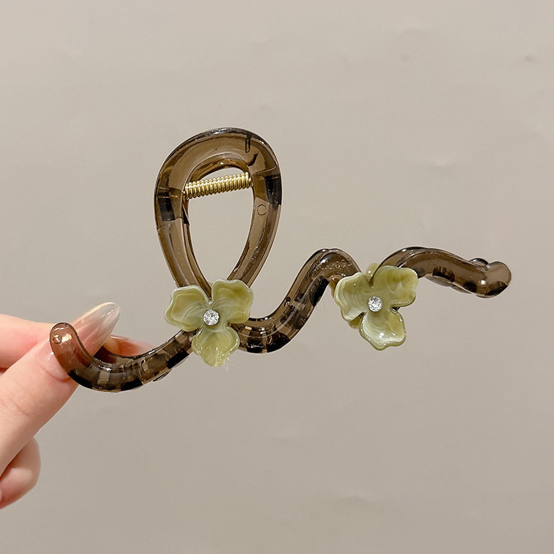 Horquilla de temperamento elegante francés, pinza de tiburón de acrílico para mujer, pinza de agarre grande, accesorios para el cabello, horquilla de sensación de alta calidad al por mayor