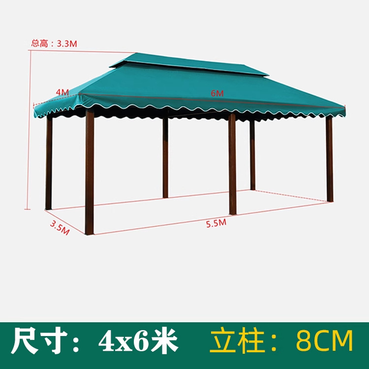 Pabellón al aire libre, techo galvanizado, pabellón de cuatro pilares, patio, jardín, techo, toldo de ocio, gran dosel de lluvia