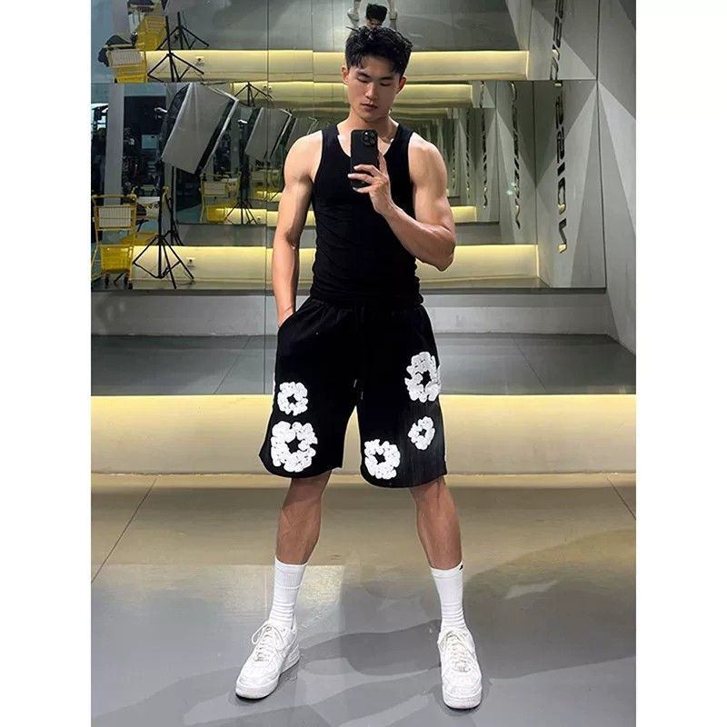 Blue Kapok trendy sports shorts for men, summer outdoor wear, American-style basketball fitness pants, breathable quarter-length shorts Blue Kapok trendy sports shorts for men, summer outdoor wear, American-style basketball fitness pants, breathable quarter-length shorts