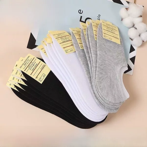 Black and White Grey Breathable Sweat Absorbing Men's Socks Short Socks Boat Socks Invisible Socks Shallow Mouth Boat Socks for Men and Women Separate Packaging Socks