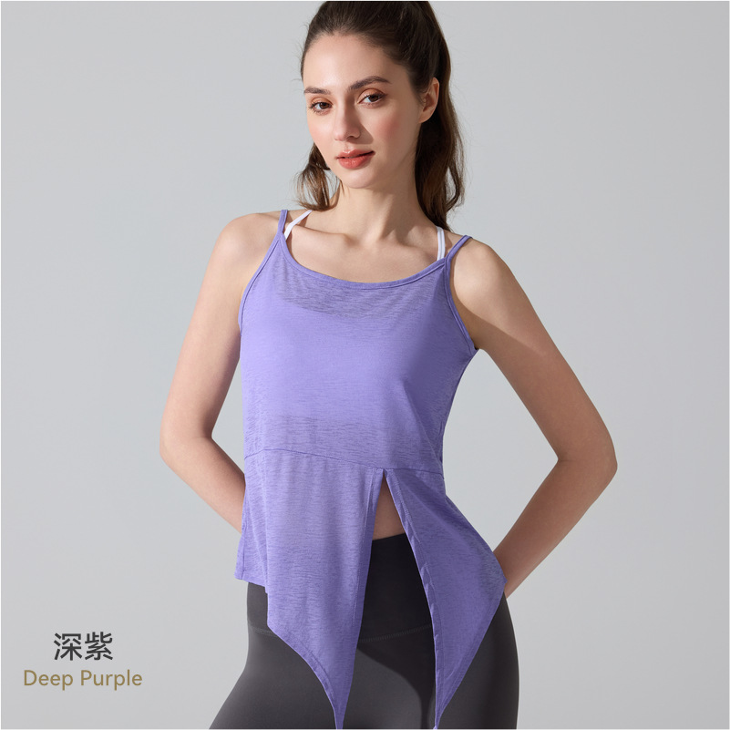 Europa y Estados Unidos transfronterizos camisas de yoga transpirables transpirables sin mangas y bifurcadas, chalecos deportivos, chalecos para correr, chalecos de ejercicios para mujeres